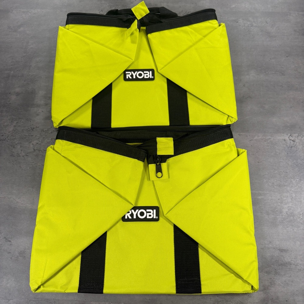 Ryobi Tool Bag Lot Set of 2 Contractor Storage Tote Green Black LARGE Bundle